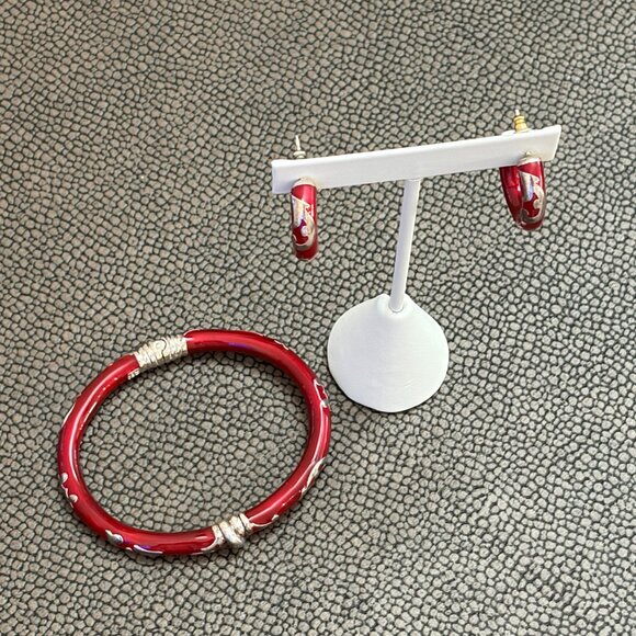 925 Milor Jewelry - Milor Italy 925 Red Enamel bracelet and hoop earrings set